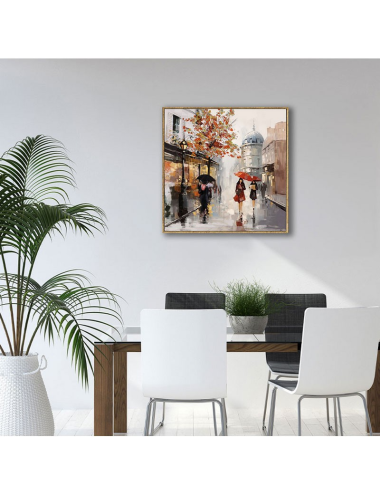 Tableau rétro femmes à Paris – parapluies rouges