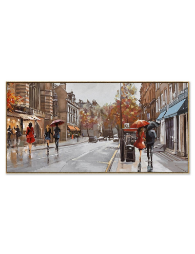 Tableau rétro scène de rue – couple sous la pluie