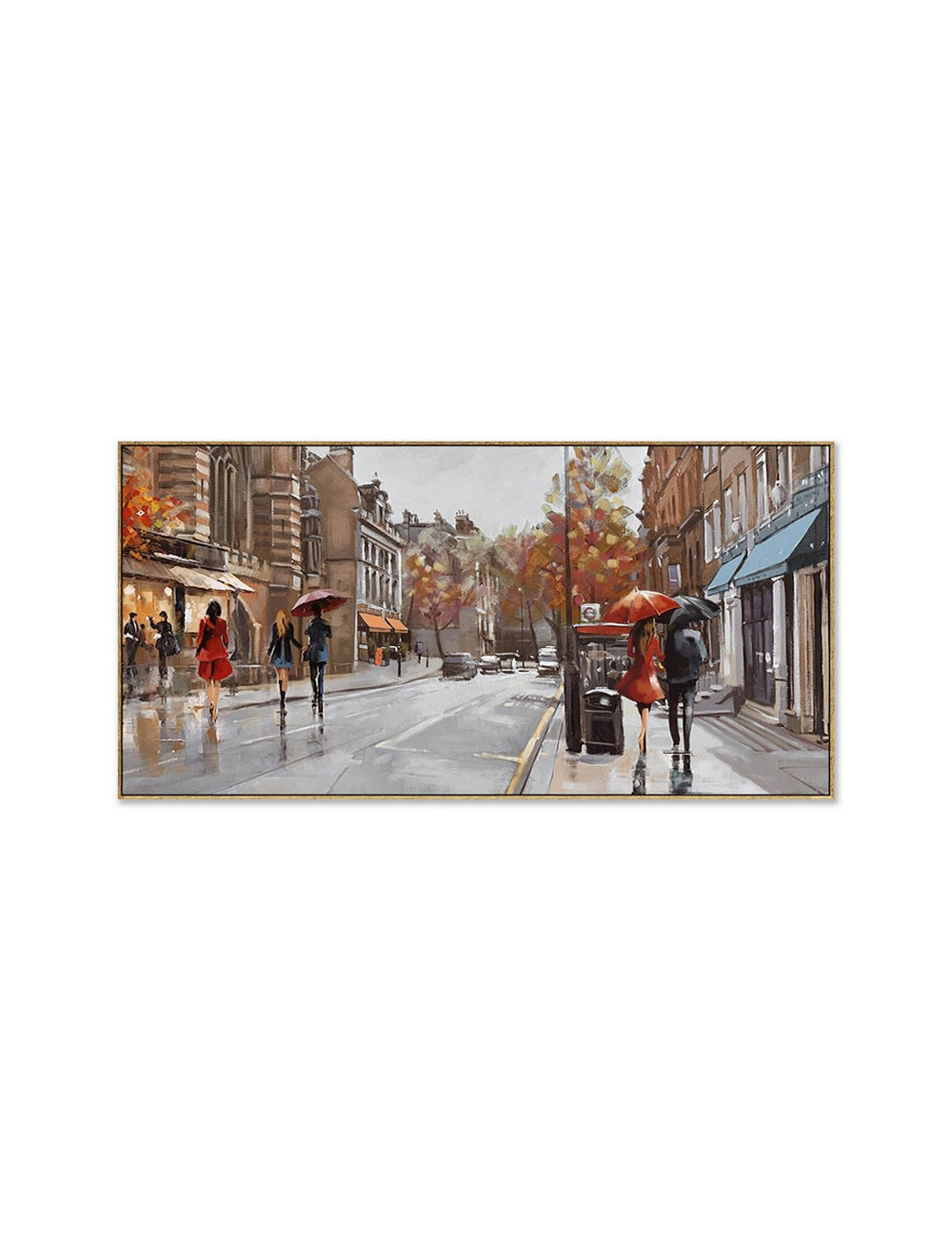 Tableau rétro scène de rue – couple sous la pluie