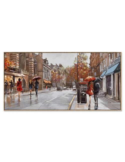 Tableau rétro scène de rue – couple sous la pluie