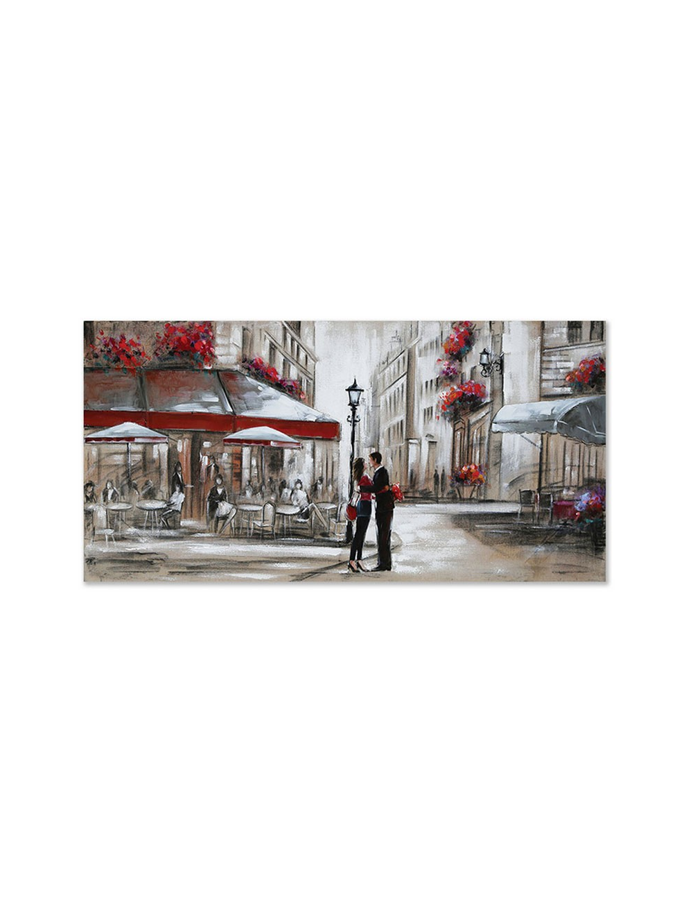 Tableau rétro couple à la terrasse d’un café parisien