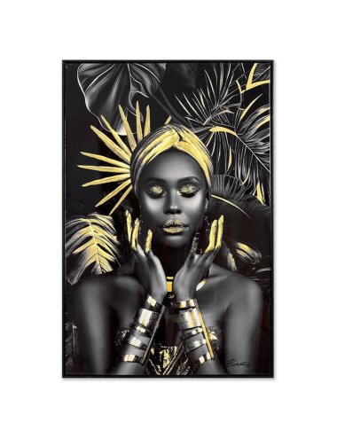 Tableau femme noire or 80x120 – art déco élégant