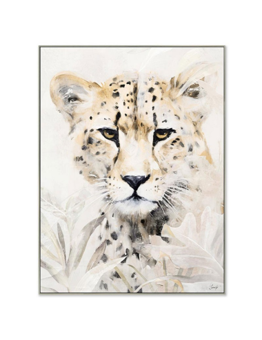 Tableau portrait guépard aquarelle beige-60x80