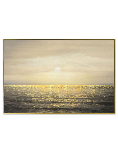 Tableau mer dorée 80x120 – coucher de soleil raffiné
