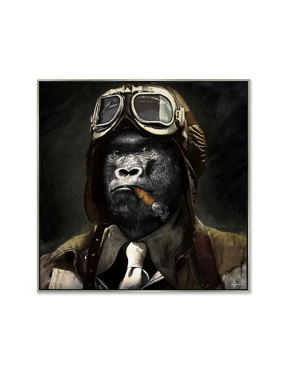 Tableau gorille aviateur vintage 80x80