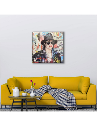 Tableau Michael Jackson pop art 80x80 – style urbain coloré