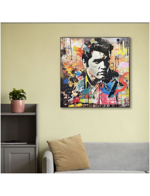 Tableau pop art 80x80 – portrait d’Elvis Presley