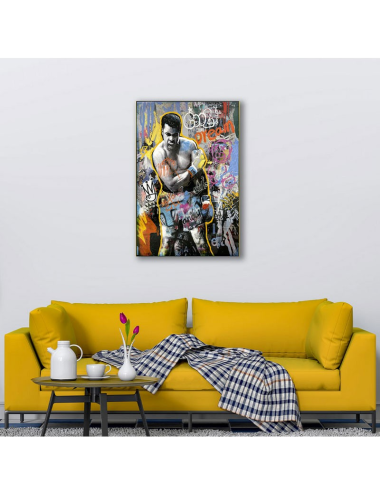 Toile Mohamed Ali 80x120 – tableau pop art brillant gloss