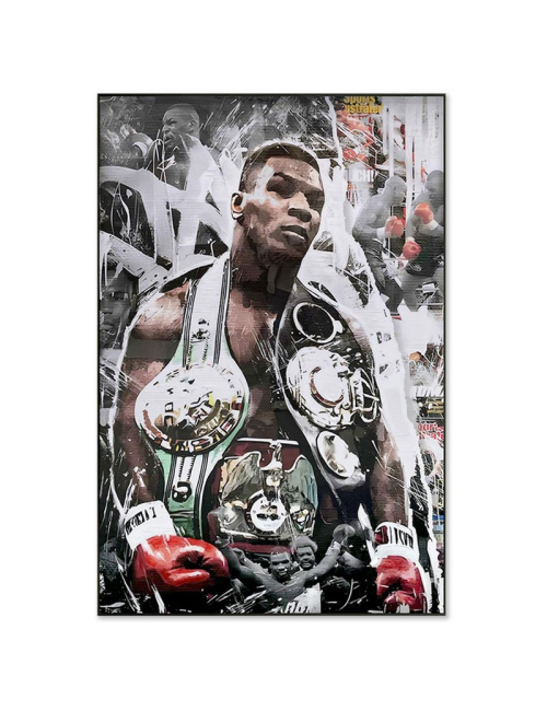 Toile Mike Tyson 80x120 – tableau boxe rétro brillant