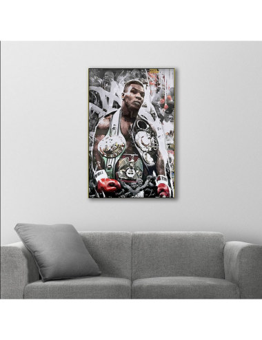 Toile Mike Tyson 80x120 – tableau boxe rétro brillant