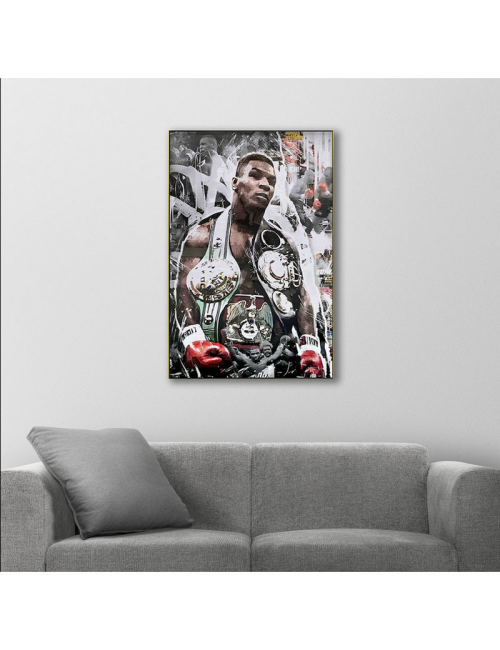 Toile Mike Tyson 80x120 – tableau boxe rétro brillant