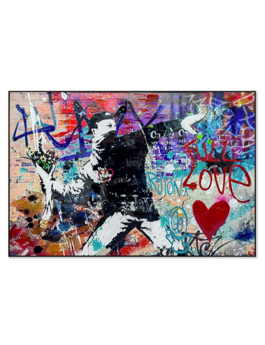 Tableau street art rétro – love & graffiti façon Banksy