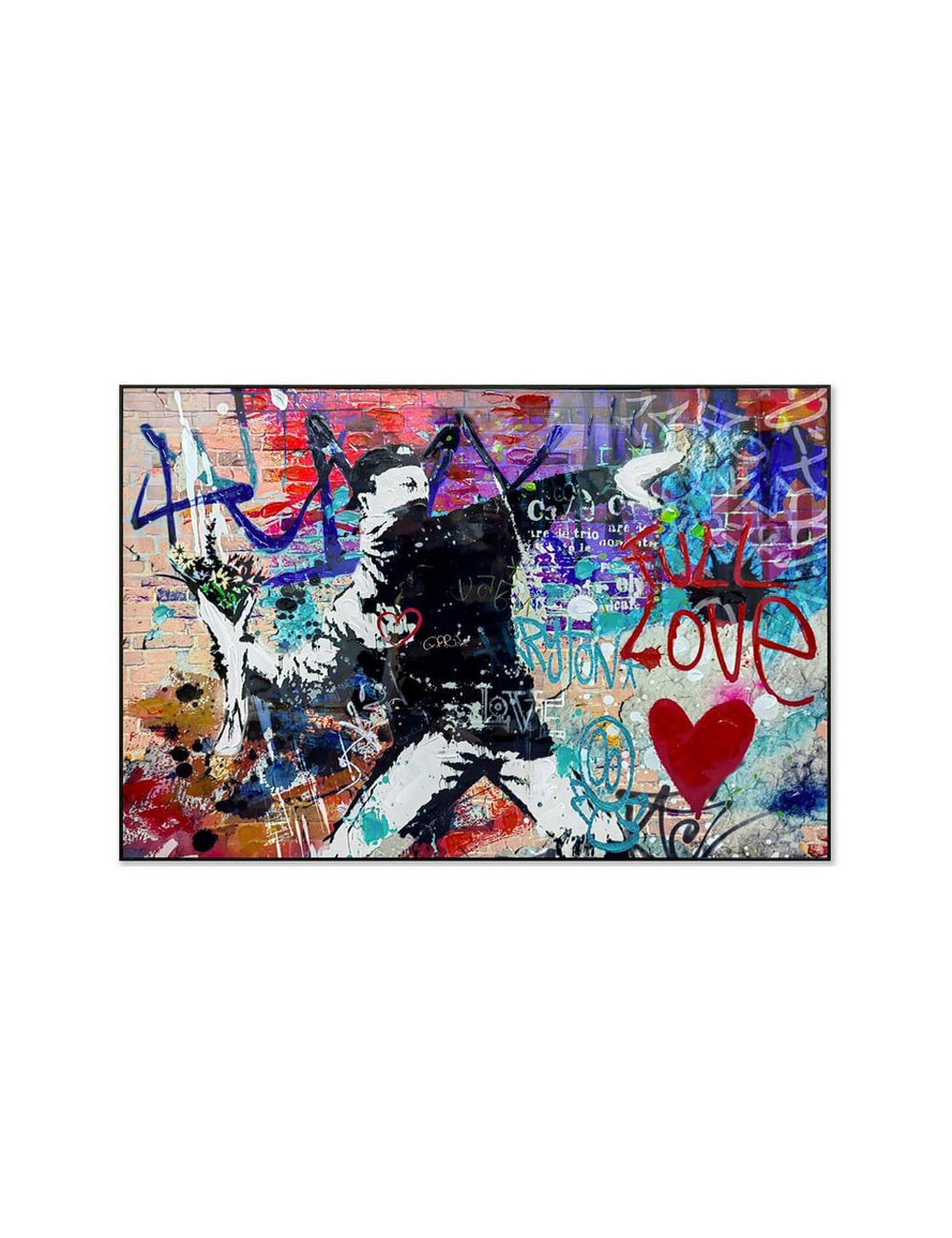 Tableau street art rétro – love & graffiti façon Banksy