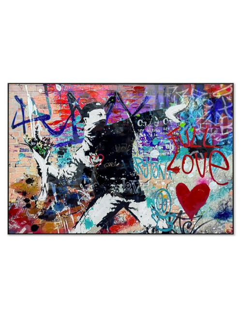 Tableau street art rétro – love & graffiti façon Banksy