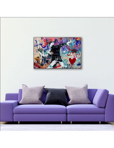 Tableau street art rétro – love & graffiti façon Banksy
