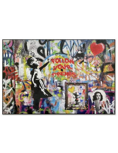Tableau street art rétro – Follow Your Dreams façon Banksy