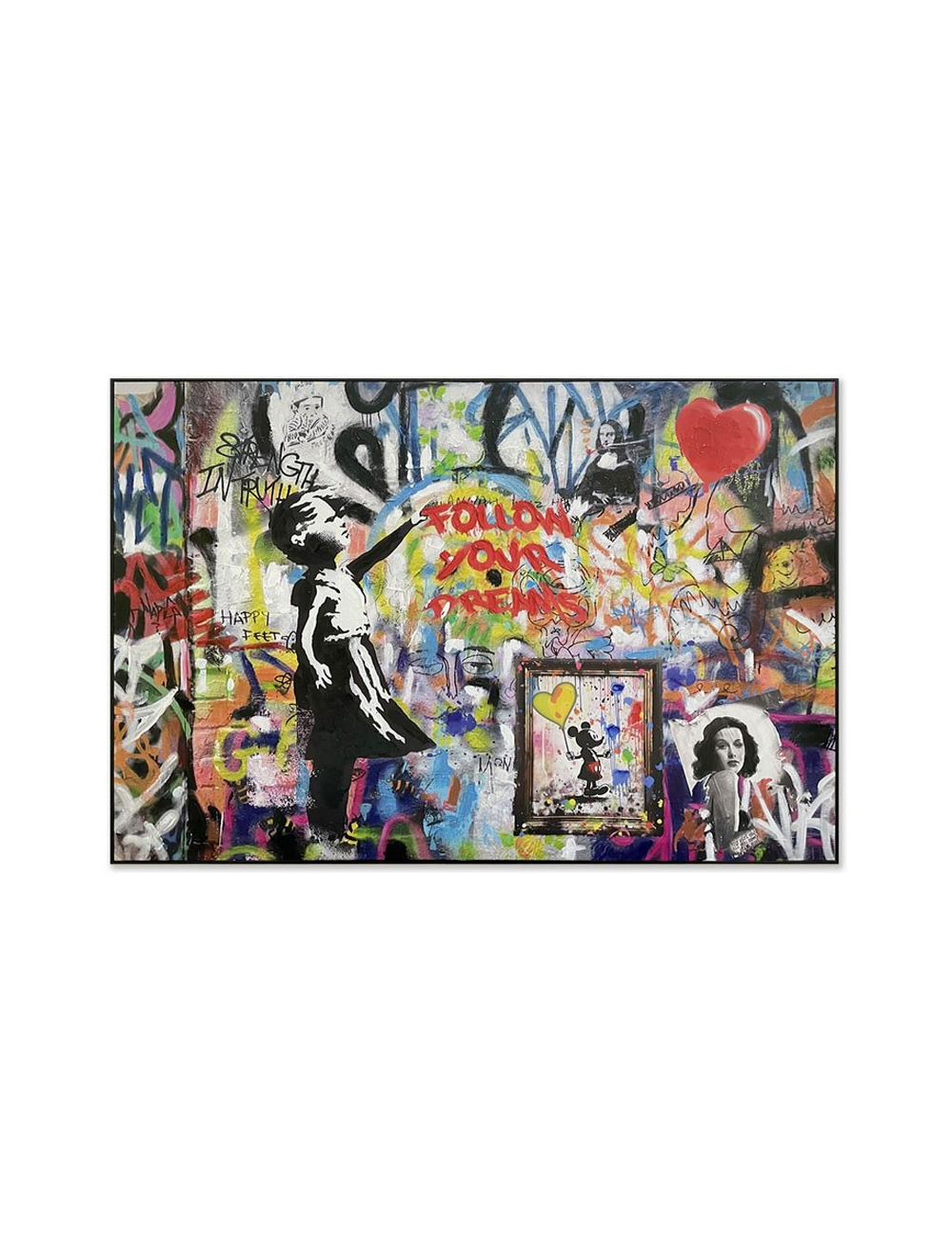 Tableau street art rétro – Follow Your Dreams façon Banksy
