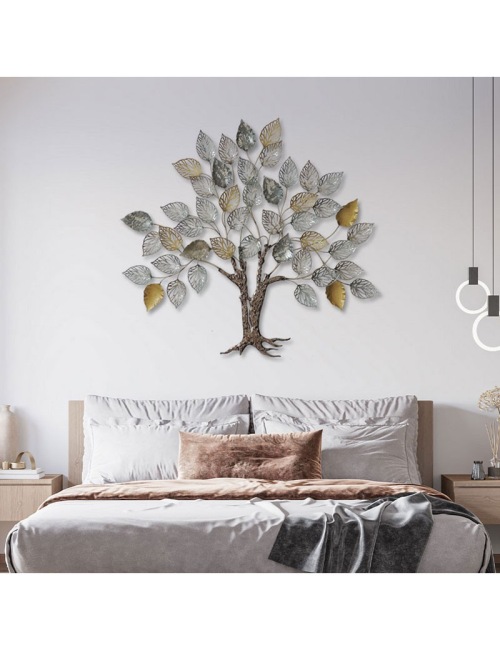 "arbre de vie feuilles ajourées", déco murale métal