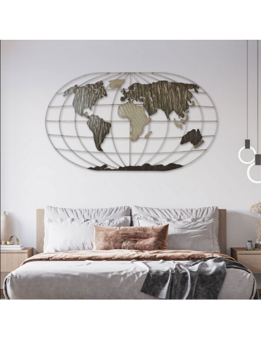 Carte du monde murale XXL en métal – déco design grand format