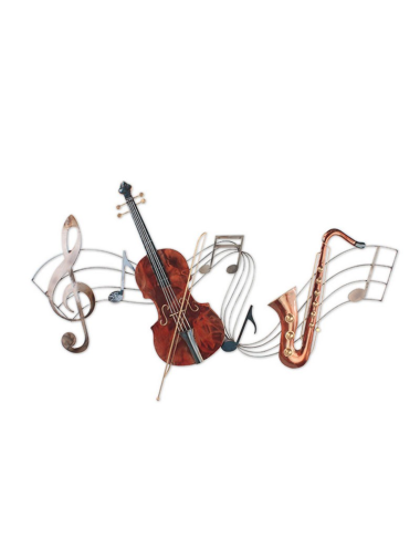 Sculpture murale métal violon et saxophone