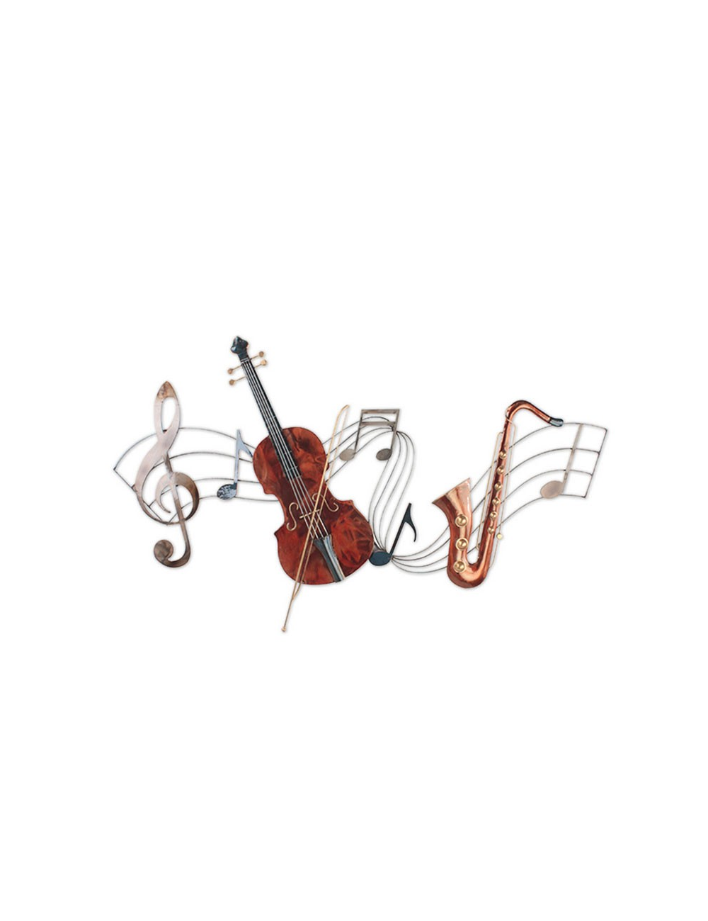 Sculpture murale métal violon et saxophone