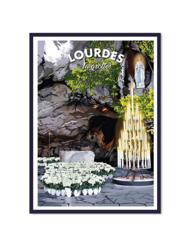 Affiche encadrée Lourdes – La Grotte