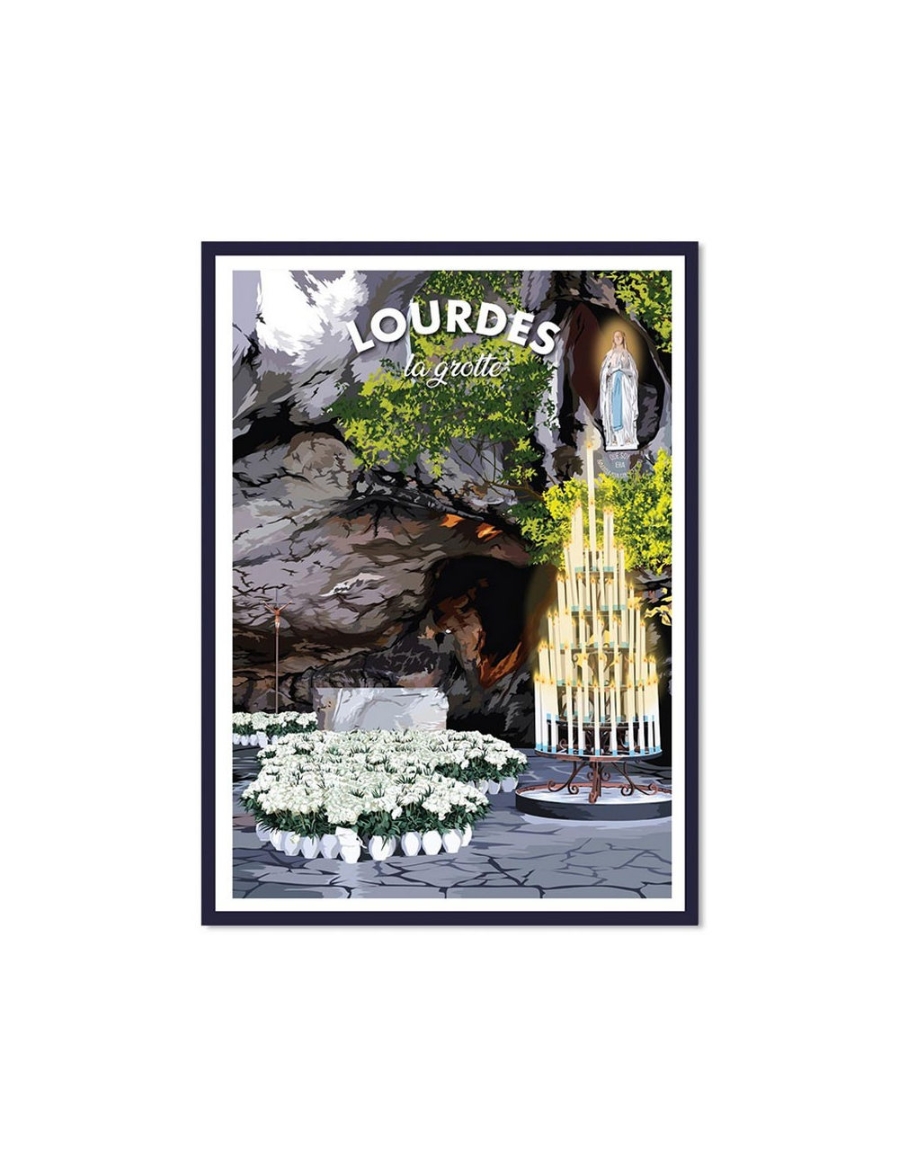 Affiche encadrée Lourdes – La Grotte