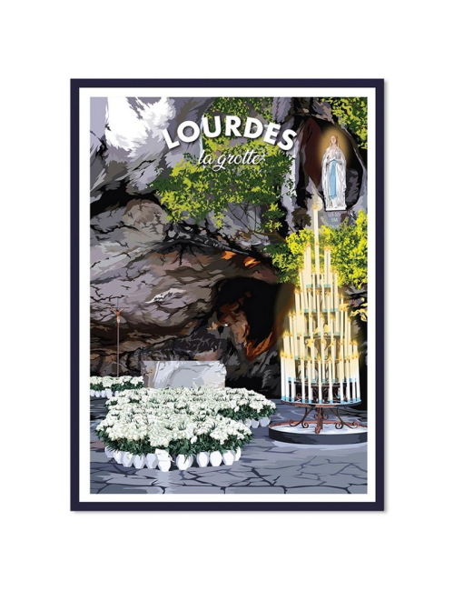 Affiche encadrée Lourdes – La Grotte