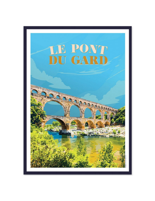 Affiche vintage encadrée Le Pont du Gard