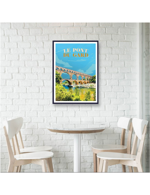 Affiche vintage encadrée Le Pont du Gard