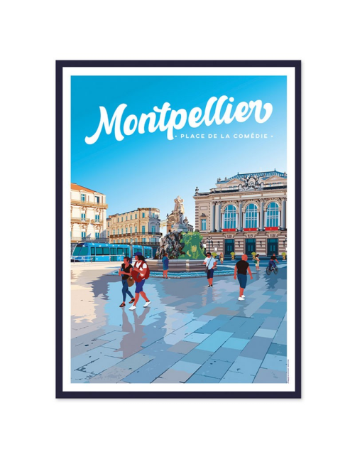 Affiche encadrée Montpellier – Place de la Comédie