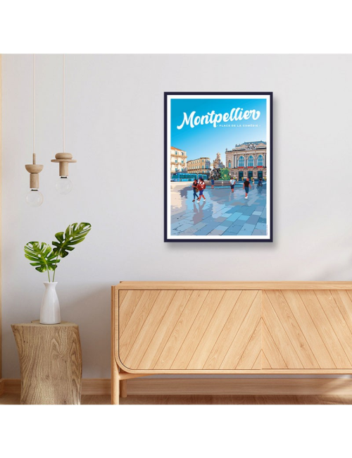 Affiche encadrée Montpellier – Place de la Comédie