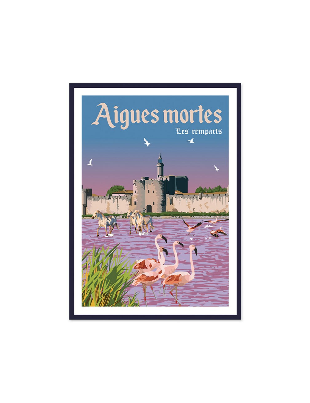 Affiche vintage Aigues-Mortes  encadrée