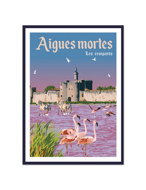 Affiche vintage Aigues-Mortes  encadrée