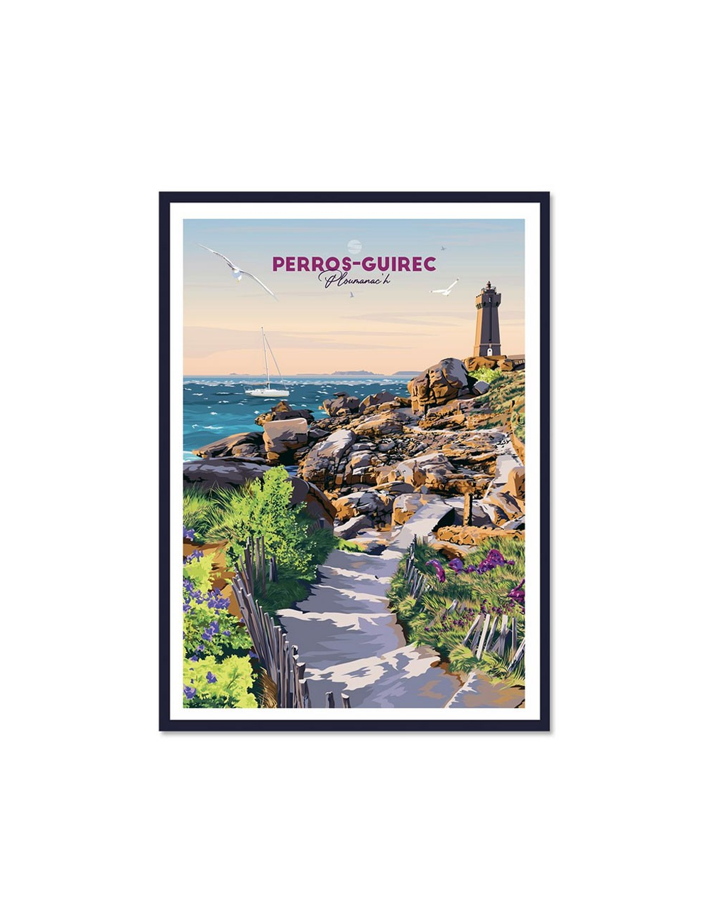 Affiche vintage Perros-Guirec encadrée