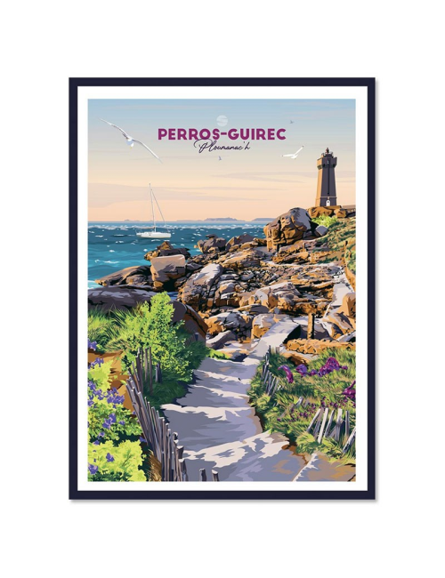 Affiche vintage Perros-Guirec encadrée