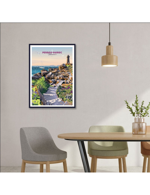 Affiche vintage Perros-Guirec encadrée