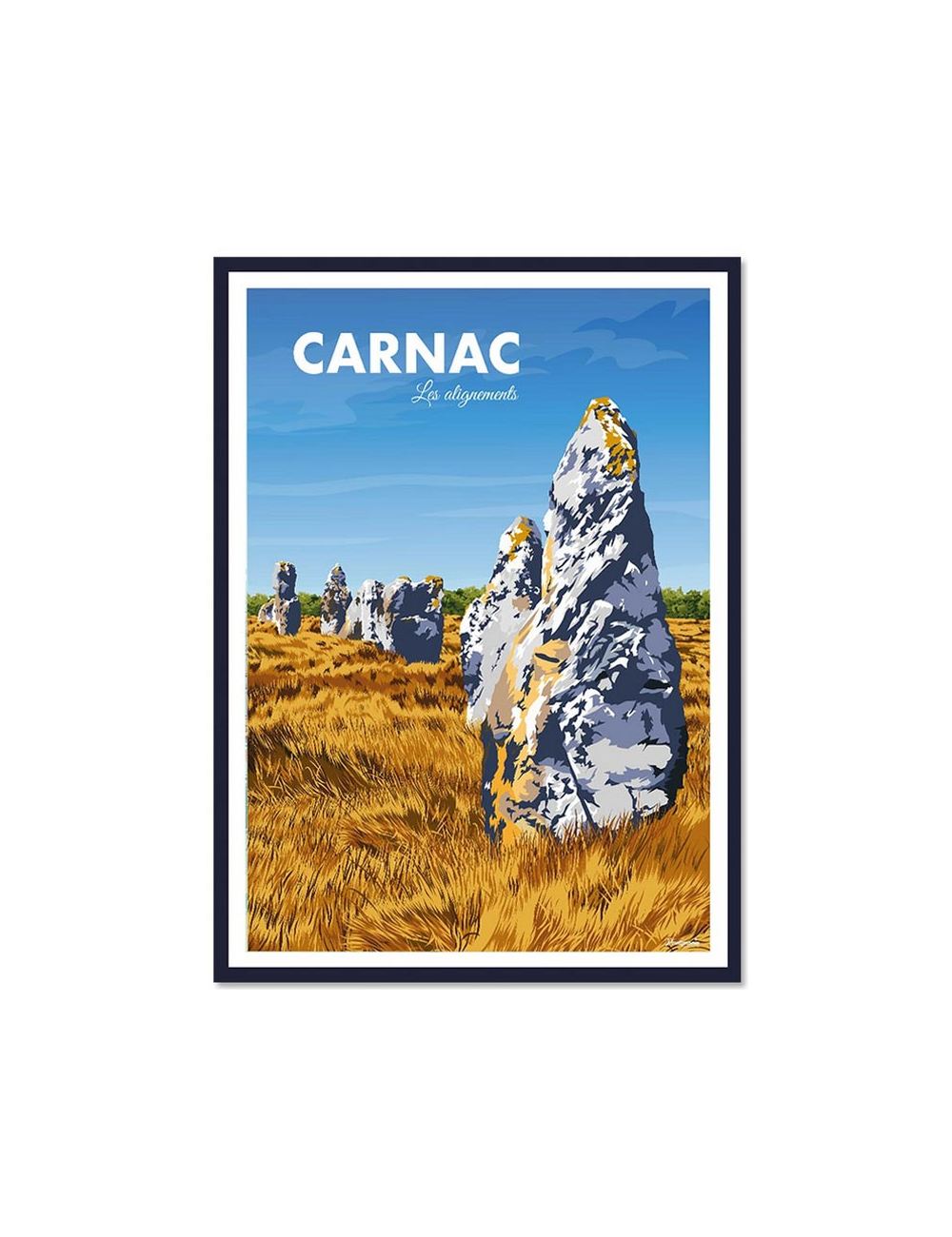 Affiche vintage Carnac menhirs encadrée