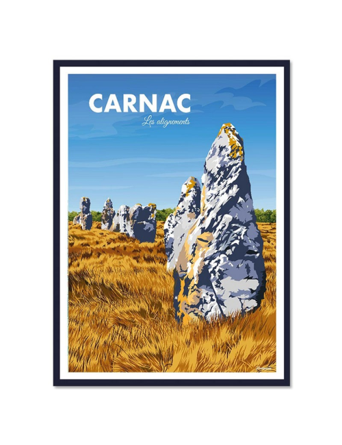 Affiche vintage Carnac menhirs encadrée