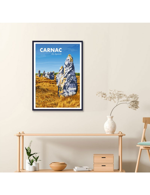 Affiche vintage Carnac menhirs encadrée