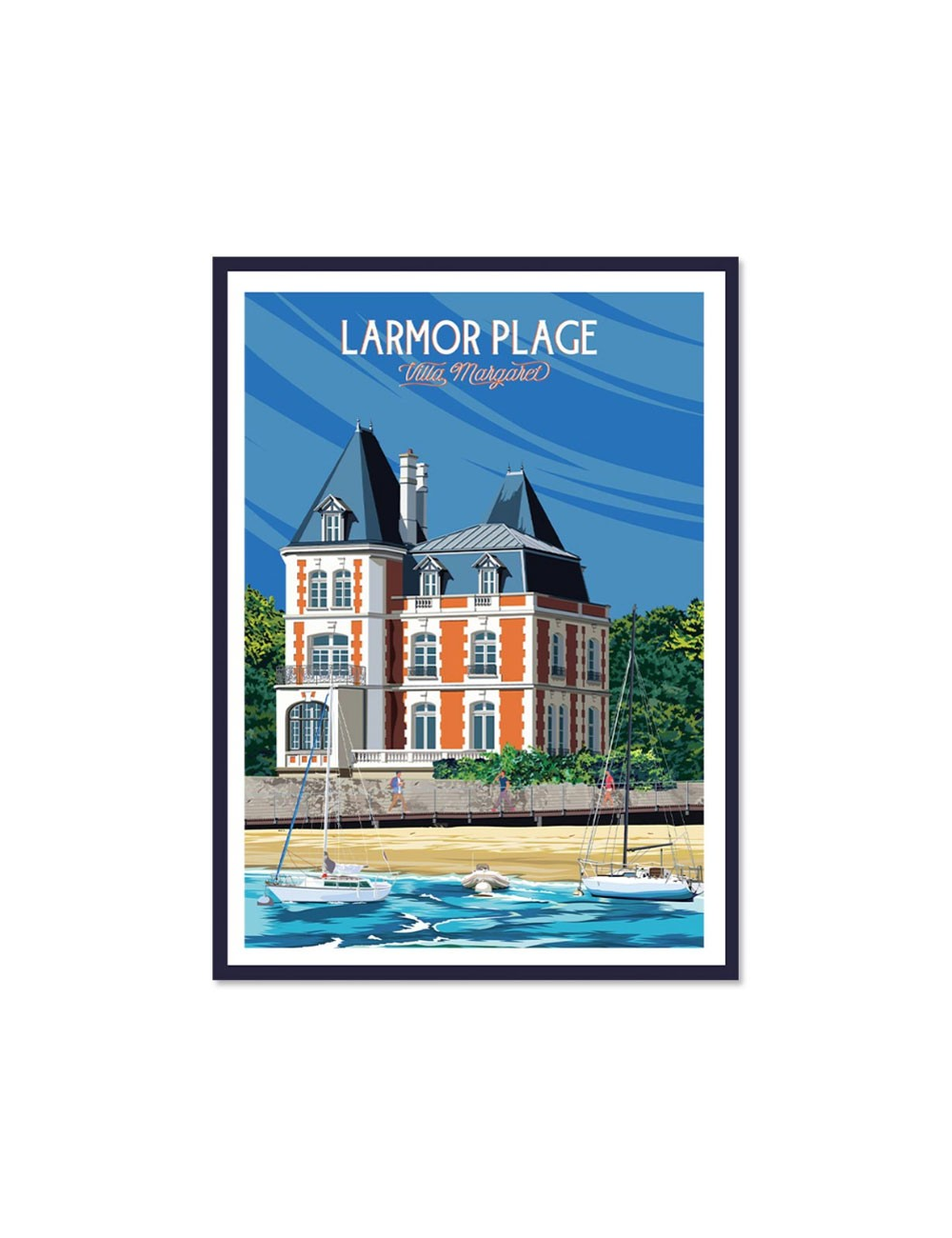 Affiche vintage Larmor-Plage – Villa Margaret encadrée