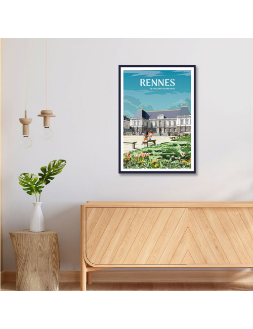 Affiche vintage Rennes – Parlement de Bretagne encadrée