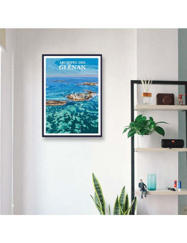 Affiche encadrée Archipel des Glénan – Poster vintage Bretagne
