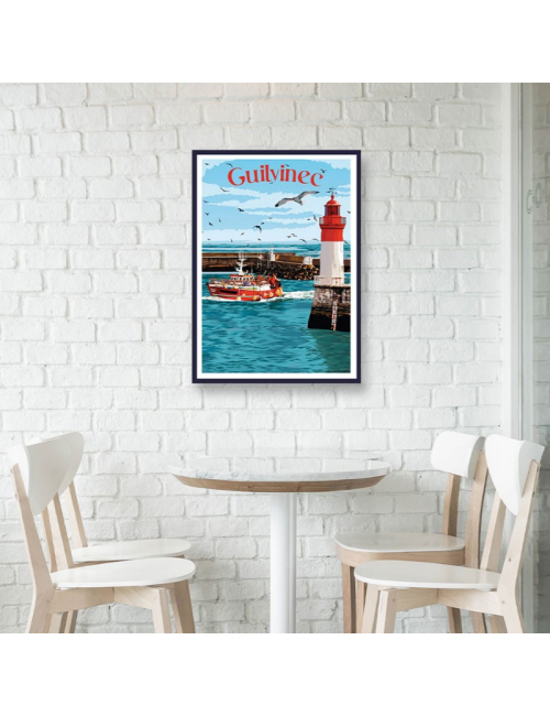 Guilvinec- Affiche Travel poster encadrée