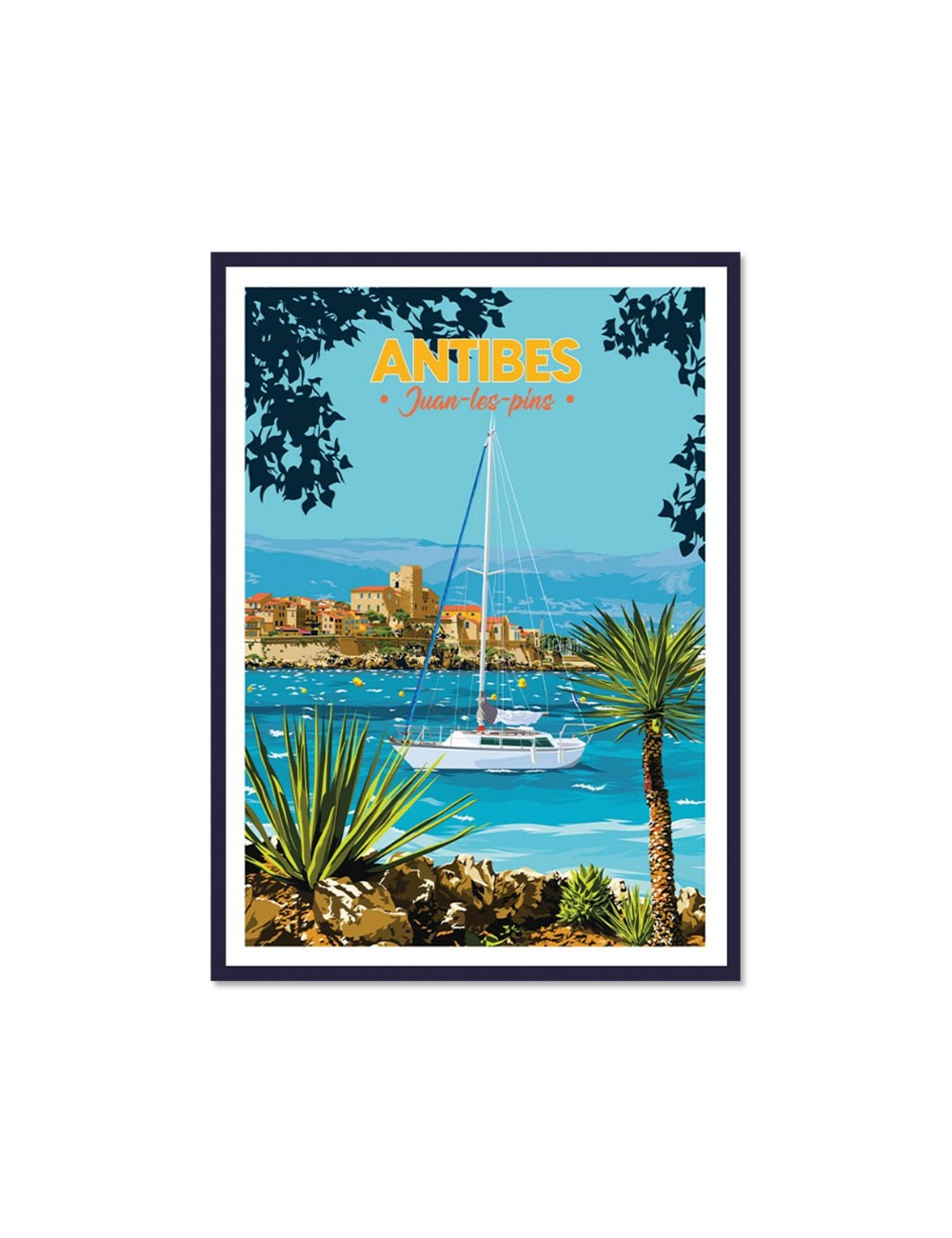Affiche vintage Antibes – Juan-les-Pins encadrée