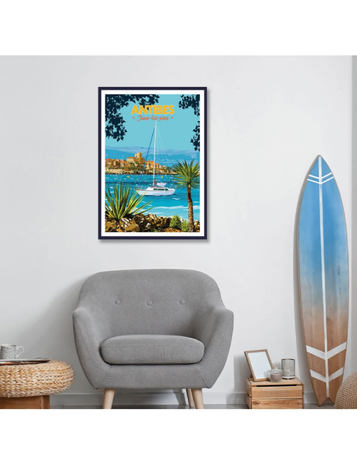 Affiche vintage Antibes – Juan-les-Pins encadrée