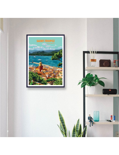 Affiche vintage Saint-Tropez – French Riviera encadrée