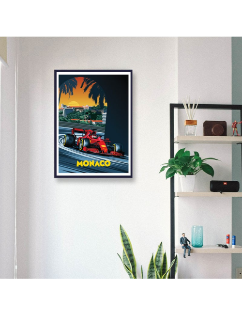 Affiche vintage Monaco – Grand Prix F1 encadrée