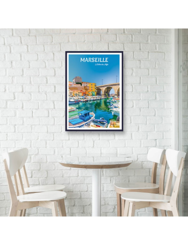 Affiche encadrée Marseille Vallon des Auffes vintage