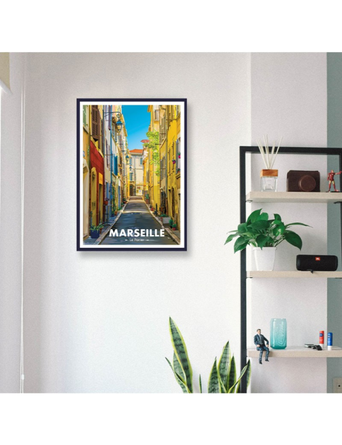 Affiche encadrée Marseille Le Panier ruelle vintage